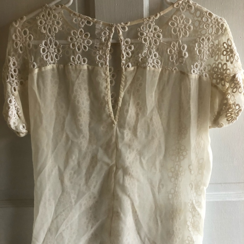 Size XS Sheer eyelet white top